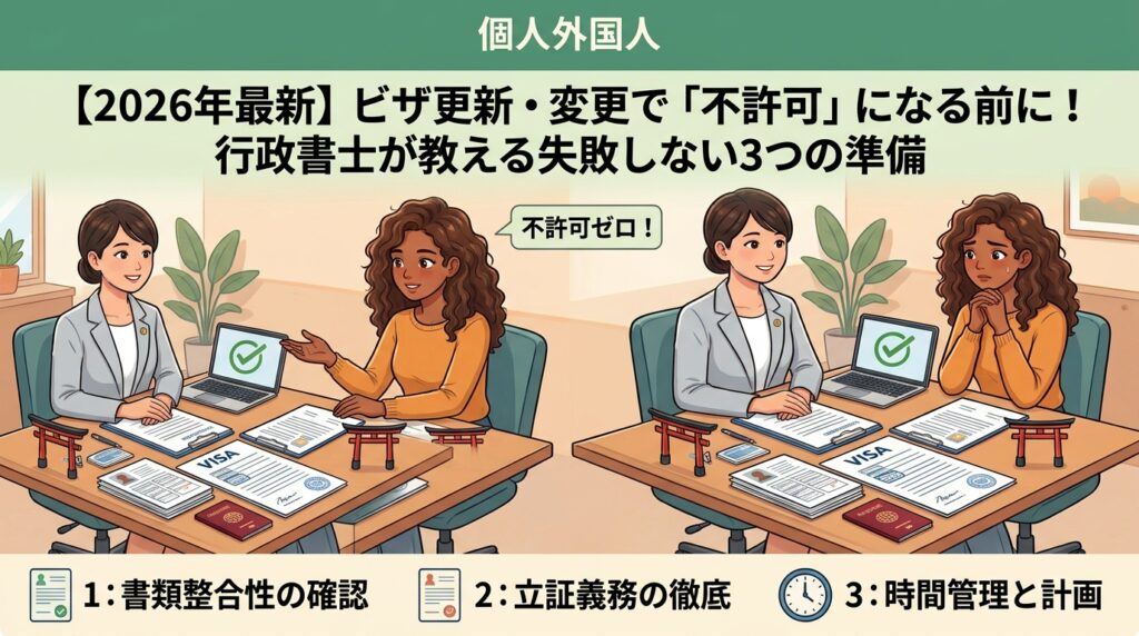 ビザ更新・変更で「不許可」になる前に！行政書士が教える失敗しない3つの準備